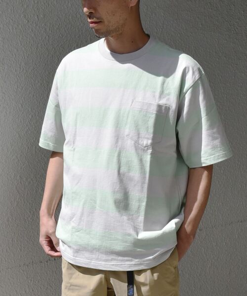 SHIPS any(シップス エニィ)の「SHIPS any :リラックス フィット ワイドボーダー Tシャツ(Tシャツ/カットソー・メンズ・ブラック/ライトグリーン/ネイビー/ライトブルー・SMALL/MEDIUM/LARGE/X-LARGE)」の5枚目の写真