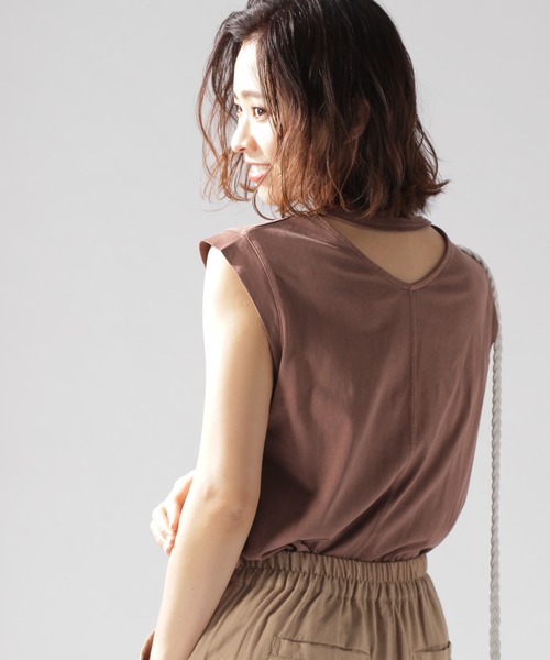 BAYFLOW（ベイフロー）の「バックデザインノースリＴ（Tシャツ/カットソー・レディース・ブラウン/ライトグレー/ブルー・MEDIUM/SMALL）」の2枚目の写真