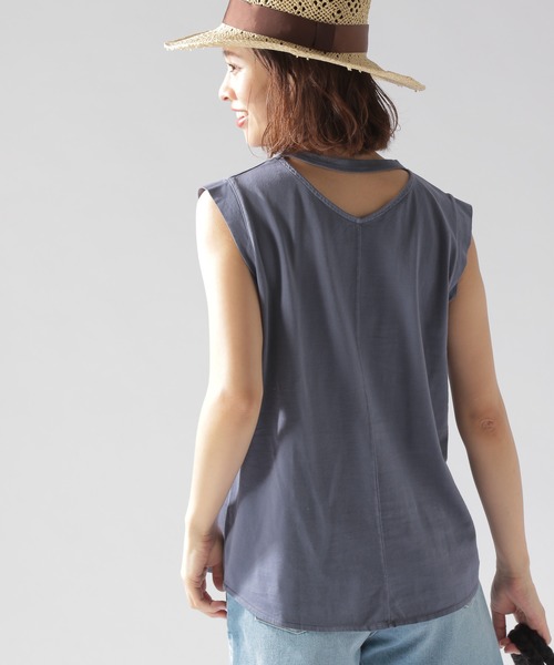 BAYFLOW（ベイフロー）の「バックデザインノースリＴ（Tシャツ/カットソー・レディース・ブラウン/ライトグレー/ブルー・MEDIUM/SMALL）」の3枚目の写真