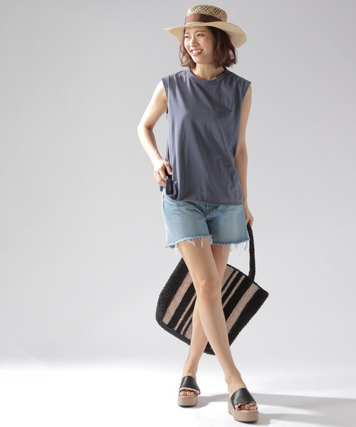 BAYFLOW（ベイフロー）の「バックデザインノースリＴ（Tシャツ/カットソー・レディース・ブラウン/ライトグレー/ブルー・MEDIUM/SMALL）」の11枚目の写真