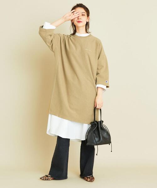 Champion（チャンピオン）の「【別注】＜Champion（チャンピオン）＞∴リバースウィーブ5分袖ワンピース о（ワンピース・レディース・ロイヤルブルー/ブラック/オリーブ・FREE）」の14枚目の写真