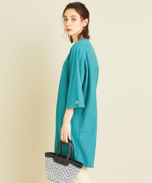 Champion（チャンピオン）の「【別注】＜Champion（チャンピオン）＞∴リバースウィーブ5分袖ワンピース о（ワンピース・レディース・ロイヤルブルー/ブラック/オリーブ・FREE）」の8枚目の写真