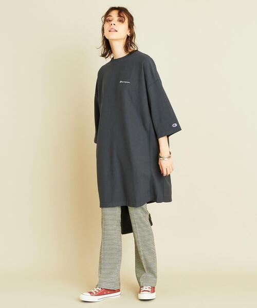 Champion（チャンピオン）の「【別注】＜Champion（チャンピオン）＞∴リバースウィーブ5分袖ワンピース о（ワンピース・レディース・ロイヤルブルー/ブラック/オリーブ・FREE）」の6枚目の写真