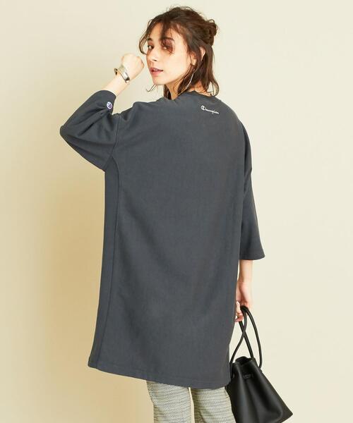 Champion（チャンピオン）の「【別注】＜Champion（チャンピオン）＞∴リバースウィーブ5分袖ワンピース о（ワンピース・レディース・ロイヤルブルー/ブラック/オリーブ・FREE）」の4枚目の写真