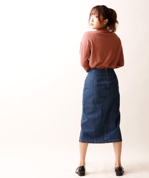 nougatine（ヌガティーヌ）の「【nougatine】リブ見えスラブライク天竺ハイネックオーバープルオーバー（ニット/セーター・レディース・チャコールグレー/ピンク/アイボリー・M）」の7枚目の写真