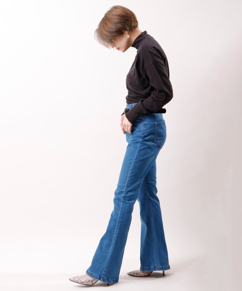 nougatine（ヌガティーヌ）の「【nougatine】リブ見えスラブライク天竺ハイネックオーバープルオーバー（ニット/セーター・レディース・チャコールグレー/ピンク/アイボリー・M）」の4枚目の写真