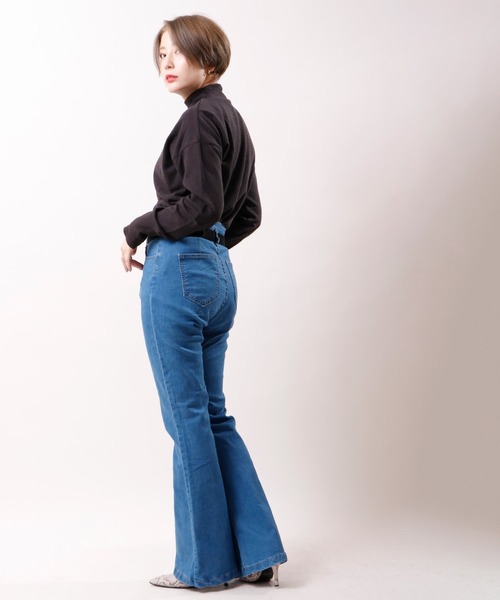 nougatine（ヌガティーヌ）の「【nougatine】リブ見えスラブライク天竺ハイネックオーバープルオーバー（ニット/セーター・レディース・チャコールグレー/ピンク/アイボリー・M）」の11枚目の写真