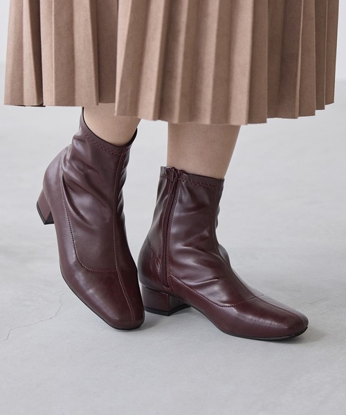 menue（メヌエ）の「3.5cmヒール ローヒール ストレッチブーツ（ブーツ・レディース・ホワイト/ブラック/ブラウン/ブラック系その他/モカ/グレイッシュベージュ/アイボリー/ラベンダー/ベージュ・LL/3L/S/M/L/XS/XXS）」の6枚目の写真