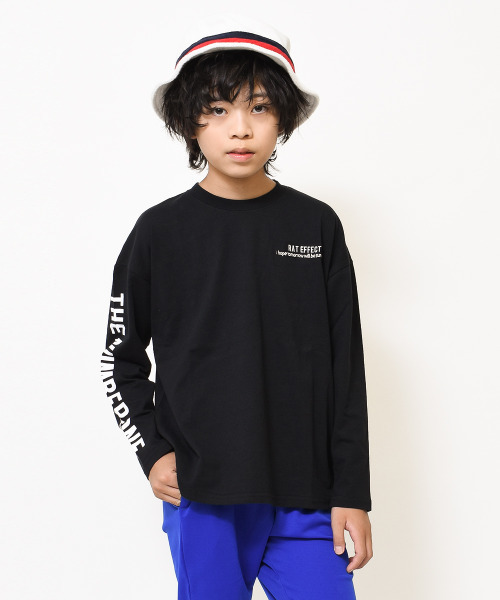 RAT EFFECT（ラットエフェクト）の「袖ロゴプリントロングTシャツ（Tシャツ/カットソー・キッズ・ベージュ/オフホワイト/カーキ/ブルー/ブラック・120/130/140/150/160/170）」の3枚目の写真
