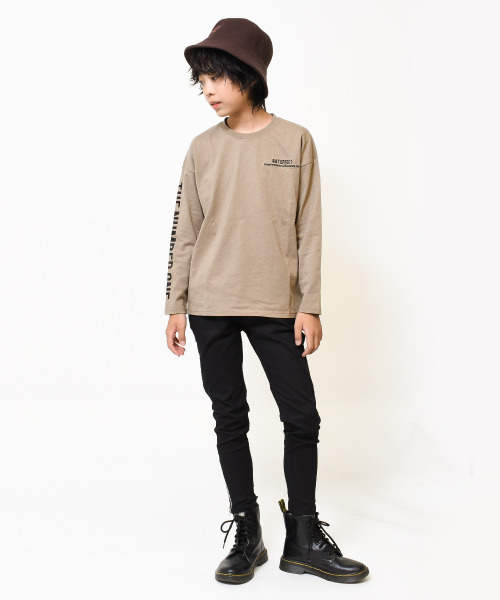 RAT EFFECT（ラットエフェクト）の「袖ロゴプリントロングTシャツ（Tシャツ/カットソー・キッズ・ベージュ/オフホワイト/カーキ/ブルー/ブラック・120/130/140/150/160/170）」の10枚目の写真