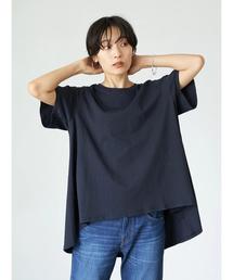 クルーネックバックフレア半袖カットプルオーバー ＊●