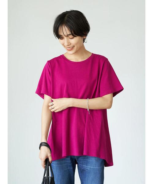 AMERICAN HOLIC（アメリカンホリック）の「クルーネックバックフレア半袖カットプルオーバー ＊●（Tシャツ/カットソー・レディース・ネイビー/オフホワイト/ピンク/その他7・M/L）」の4枚目の写真