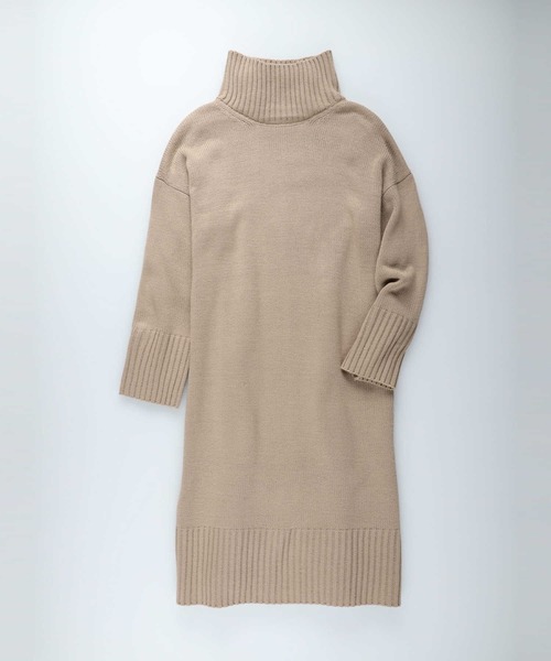 HONEYSUCKLE ROSE（ハニーサックルローズ）の「【HONEYSUCKLE ROSE】タートルスリットワンピース（ニット/セーター・レディース・ベージュ/ブラウン/ピンク・M/L）」の17枚目の写真