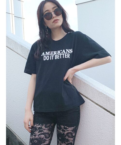 GYDA(ジェイダ)の「AMERICANS DO IT BETTER Tシャツ(Tシャツ/カットソー・レディース・オフホワイト/ブラック/カーキ・FREE)」の4枚目の写真