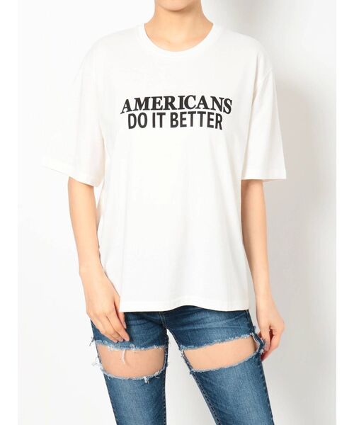 GYDA(ジェイダ)の「AMERICANS DO IT BETTER Tシャツ(Tシャツ/カットソー・レディース・オフホワイト/ブラック/カーキ・FREE)」の5枚目の写真
