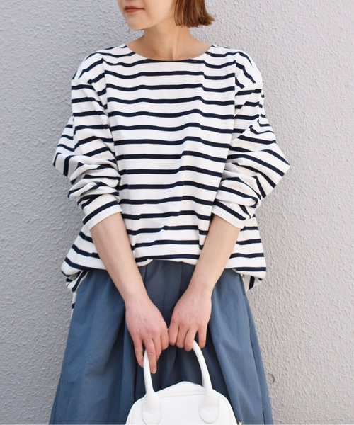 PICCIN（ピッチン）の「【日本製】ボーダーカットソー（Tシャツ/カットソー・レディース・ブラック/オフホワイト/モカ・M）」の2枚目の写真