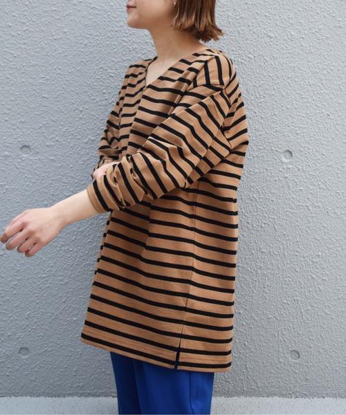 PICCIN（ピッチン）の「【日本製】ボーダーカットソー（Tシャツ/カットソー・レディース・ブラック/オフホワイト/モカ・M）」の15枚目の写真