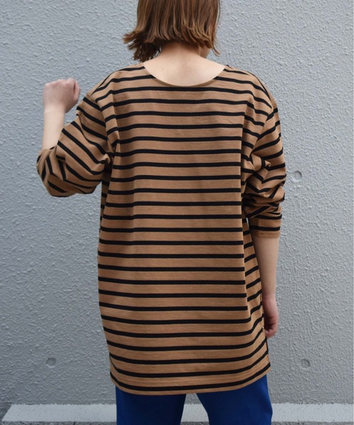 PICCIN（ピッチン）の「【日本製】ボーダーカットソー（Tシャツ/カットソー・レディース・ブラック/オフホワイト/モカ・M）」の17枚目の写真