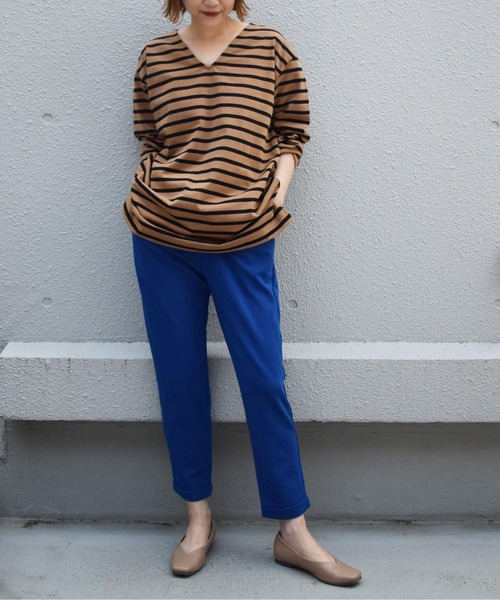 PICCIN（ピッチン）の「【日本製】ボーダーカットソー（Tシャツ/カットソー・レディース・ブラック/オフホワイト/モカ・M）」の18枚目の写真