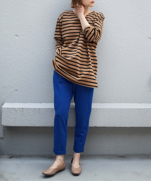 PICCIN（ピッチン）の「【日本製】ボーダーカットソー（Tシャツ/カットソー・レディース・ブラック/オフホワイト/モカ・M）」の21枚目の写真