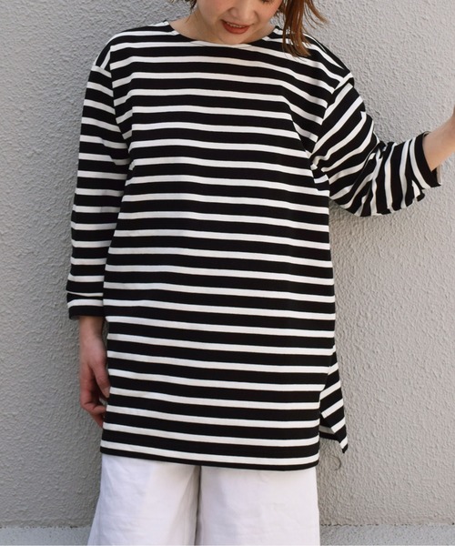 PICCIN（ピッチン）の「【日本製】ボーダーカットソー（Tシャツ/カットソー・レディース・ブラック/オフホワイト/モカ・M）」の22枚目の写真