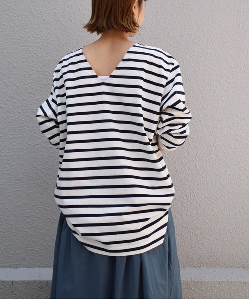 PICCIN（ピッチン）の「【日本製】ボーダーカットソー（Tシャツ/カットソー・レディース・ブラック/オフホワイト/モカ・M）」の7枚目の写真