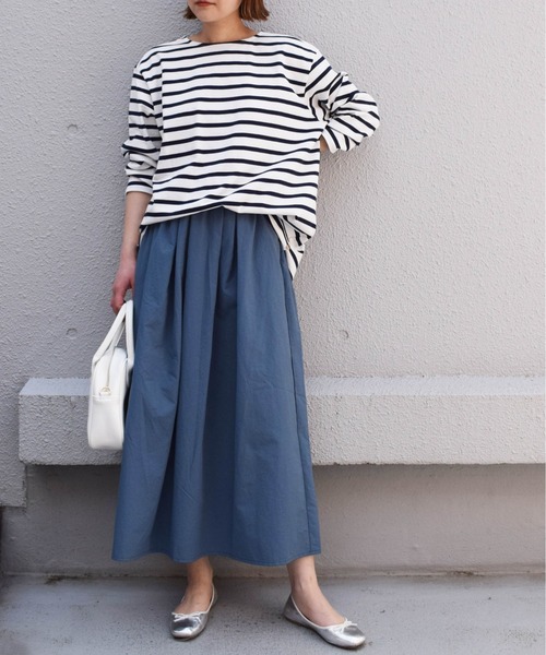 PICCIN（ピッチン）の「【日本製】ボーダーカットソー（Tシャツ/カットソー・レディース・ブラック/オフホワイト/モカ・M）」の8枚目の写真