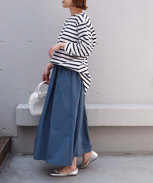 PICCIN（ピッチン）の「【日本製】ボーダーカットソー（Tシャツ/カットソー・レディース・ブラック/オフホワイト/モカ・M）」の9枚目の写真