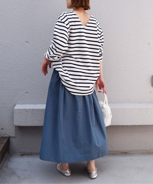 PICCIN（ピッチン）の「【日本製】ボーダーカットソー（Tシャツ/カットソー・レディース・ブラック/オフホワイト/モカ・M）」の10枚目の写真