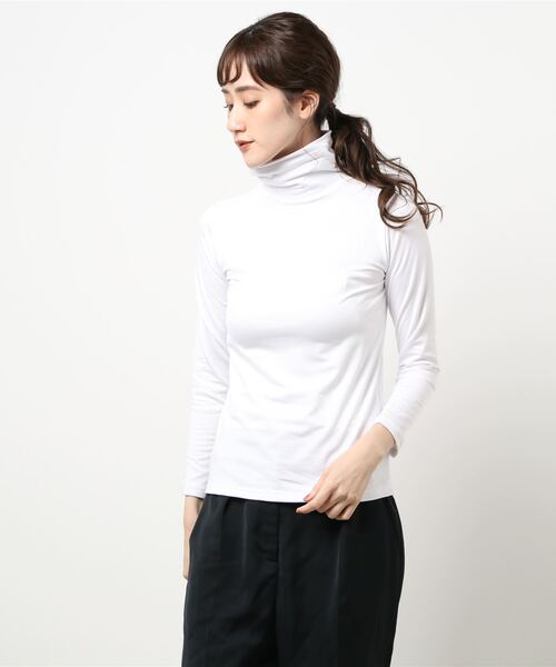 Lace Ladies(レースレディース)の「裏起毛トップス長袖ハイネックヒートインナー(Tシャツ/カットソー・レディース・ブラック/グリーン/ネイビー/ダークグレー/ライトグレー/ベージュ/ホワイト・FREE)」の16枚目の写真