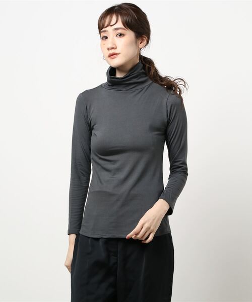 Lace Ladies(レースレディース)の「裏起毛トップス長袖ハイネックヒートインナー(Tシャツ/カットソー・レディース・ブラック/グリーン/ネイビー/ダークグレー/ライトグレー/ベージュ/ホワイト・FREE)」の18枚目の写真