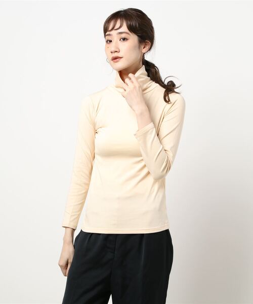 Lace Ladies(レースレディース)の「裏起毛トップス長袖ハイネックヒートインナー(Tシャツ/カットソー・レディース・ブラック/グリーン/ネイビー/ダークグレー/ライトグレー/ベージュ/ホワイト・FREE)」の19枚目の写真