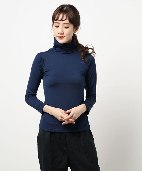 Lace Ladies(レースレディース)の「裏起毛トップス長袖ハイネックヒートインナー(Tシャツ/カットソー・レディース・ブラック/グリーン/ネイビー/ダークグレー/ライトグレー/ベージュ/ホワイト・FREE)」の21枚目の写真