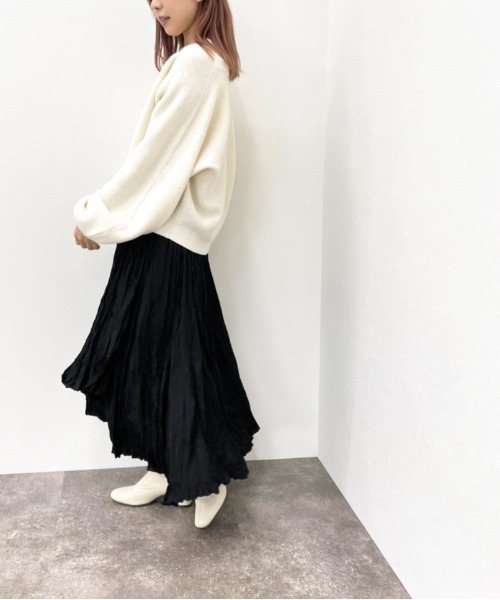 apres jour mignon（アプレジュールミニョン）の「ラッフルロングスカート【ZOZOTOWN限定アイテム】（スカート・レディース・ブラック/パープル系その他/ダークブルー・フリー/X-LARGE）」の9枚目の写真