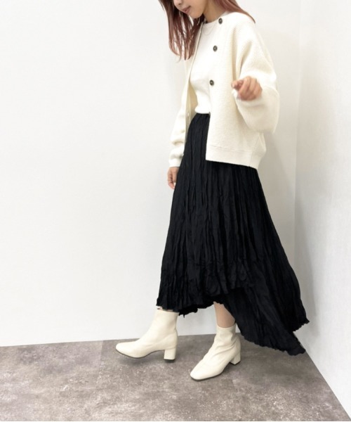 apres jour mignon（アプレジュールミニョン）の「ラッフルロングスカート【ZOZOTOWN限定アイテム】（スカート・レディース・ブラック/パープル系その他/ダークブルー・フリー/X-LARGE）」の8枚目の写真