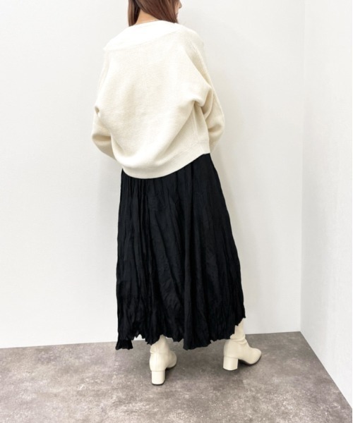 apres jour mignon（アプレジュールミニョン）の「ラッフルロングスカート【ZOZOTOWN限定アイテム】（スカート・レディース・ブラック/パープル系その他/ダークブルー・フリー/X-LARGE）」の10枚目の写真