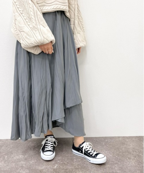 apres jour mignon（アプレジュールミニョン）の「ラッフルロングスカート【ZOZOTOWN限定アイテム】（スカート・レディース・ブラック/パープル系その他/ダークブルー・フリー/X-LARGE）」の11枚目の写真