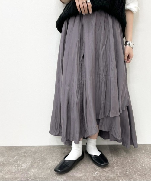 apres jour mignon（アプレジュールミニョン）の「ラッフルロングスカート【ZOZOTOWN限定アイテム】（スカート・レディース・ブラック/パープル系その他/ダークブルー・フリー/X-LARGE）」の21枚目の写真