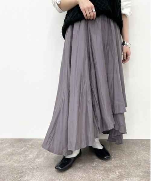 apres jour mignon（アプレジュールミニョン）の「ラッフルロングスカート【ZOZOTOWN限定アイテム】（スカート・レディース・ブラック/パープル系その他/ダークブルー・フリー/X-LARGE）」の22枚目の写真