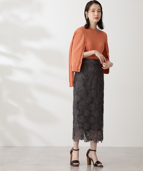 N.（N. Natural Beauty Basic）（エヌエヌナチュラルビューティーベーシック）の「【追加生産】◆ケミカルレースロングスカート（スカート・レディース・ネイビー/ブラウン/グレー/モーブ系/ブルー・MEDIUM）」の11枚目の写真