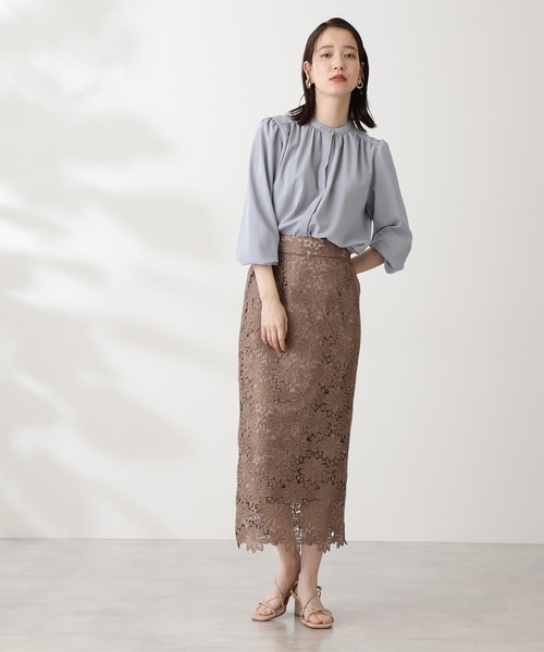 N.（N. Natural Beauty Basic）（エヌエヌナチュラルビューティーベーシック）の「【追加生産】◆ケミカルレースロングスカート（スカート・レディース・ネイビー/ブラウン/グレー/モーブ系/ブルー・MEDIUM）」の19枚目の写真