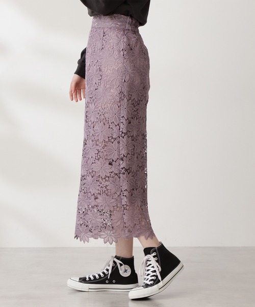 N.（N. Natural Beauty Basic）（エヌエヌナチュラルビューティーベーシック）の「【追加生産】◆ケミカルレースロングスカート（スカート・レディース・ネイビー/ブラウン/グレー/モーブ系/ブルー・MEDIUM）」の14枚目の写真