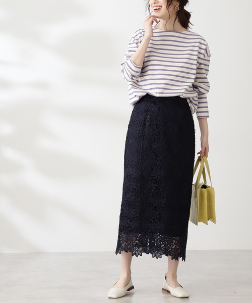 N.（N. Natural Beauty Basic）（エヌエヌナチュラルビューティーベーシック）の「【追加生産】◆ケミカルレースロングスカート（スカート・レディース・ネイビー/ブラウン/グレー/モーブ系/ブルー・MEDIUM）」の6枚目の写真