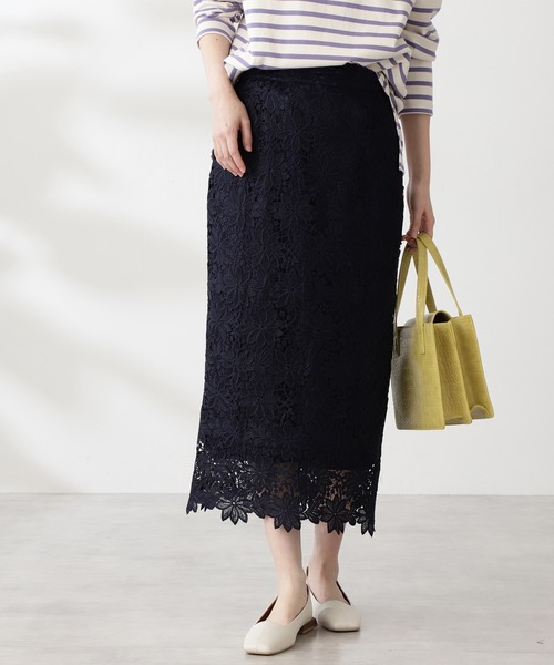 N.（N. Natural Beauty Basic）（エヌエヌナチュラルビューティーベーシック）の「【追加生産】◆ケミカルレースロングスカート（スカート・レディース・ネイビー/ブラウン/グレー/モーブ系/ブルー・MEDIUM）」の17枚目の写真