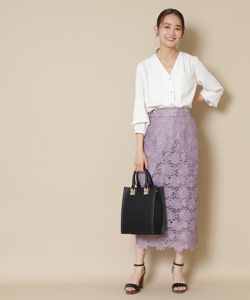 N.（N. Natural Beauty Basic）（エヌエヌナチュラルビューティーベーシック）の「【追加生産】◆ケミカルレースロングスカート（スカート・レディース・ネイビー/ブラウン/グレー/モーブ系/ブルー・MEDIUM）」の21枚目の写真