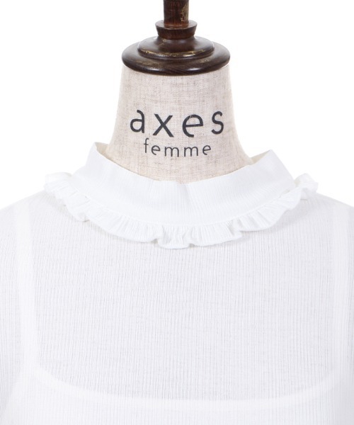 axes femme(アクシーズファム)の「プチスタンドシアーインナー(Tシャツ/カットソー・レディース・ホワイト/サックスブルー/ブラック・MEDIUM)」の12枚目の写真