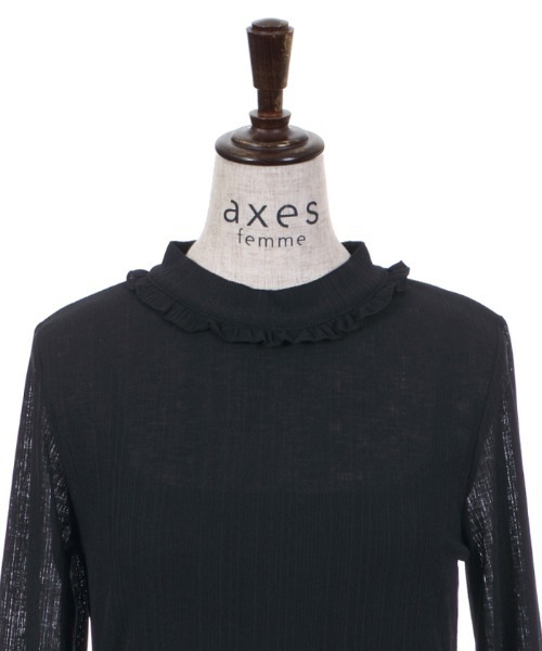 axes femme(アクシーズファム)の「プチスタンドシアーインナー(Tシャツ/カットソー・レディース・ホワイト/サックスブルー/ブラック・MEDIUM)」の5枚目の写真