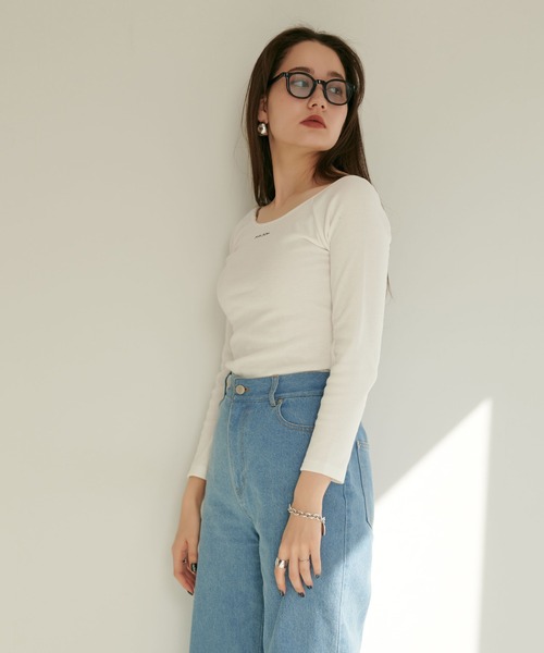 TINA：JOJUN（ティーナジョジュン）の「ボートネックリブカットソー TINA：JOJUN（Tシャツ/カットソー・レディース・ホワイト/ブラック/パープル/イエロー/ラベンダー・M）」の19枚目の写真