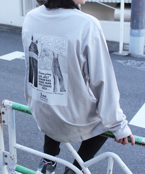 Lee(リー)の「【Lee】リー ミニロゴ刺繍 バックプリント ロングスリーブTシャツ LT2987 OVERALLS(Tシャツ/カットソー・メンズ・ブラック/ホワイト/グレー・M/L/XL/S)」の1枚目の写真