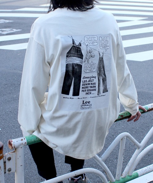 Lee(リー)の「【Lee】リー ミニロゴ刺繍 バックプリント ロングスリーブTシャツ LT2987 OVERALLS(Tシャツ/カットソー・メンズ・ブラック/ホワイト/グレー・M/L/XL/S)」の2枚目の写真